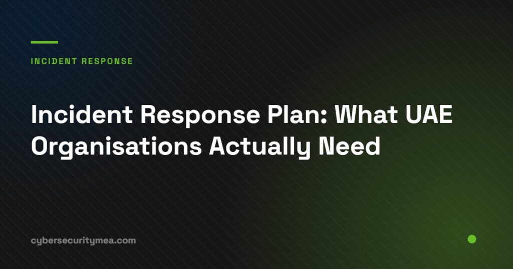 Incident response plan components for UAE organisations including escalation and regulatory notification