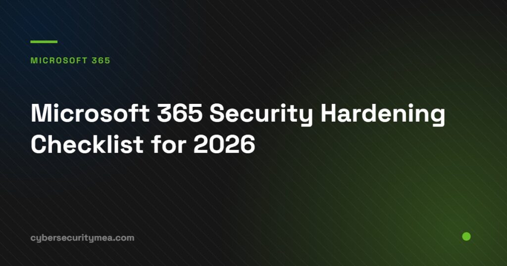 Microsoft 365 security hardening checklist covering identity, email, data and device controls