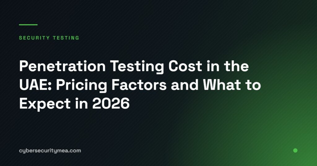 Penetration testing cost in the UAE showing pricing factors for web mobile network and cloud tests